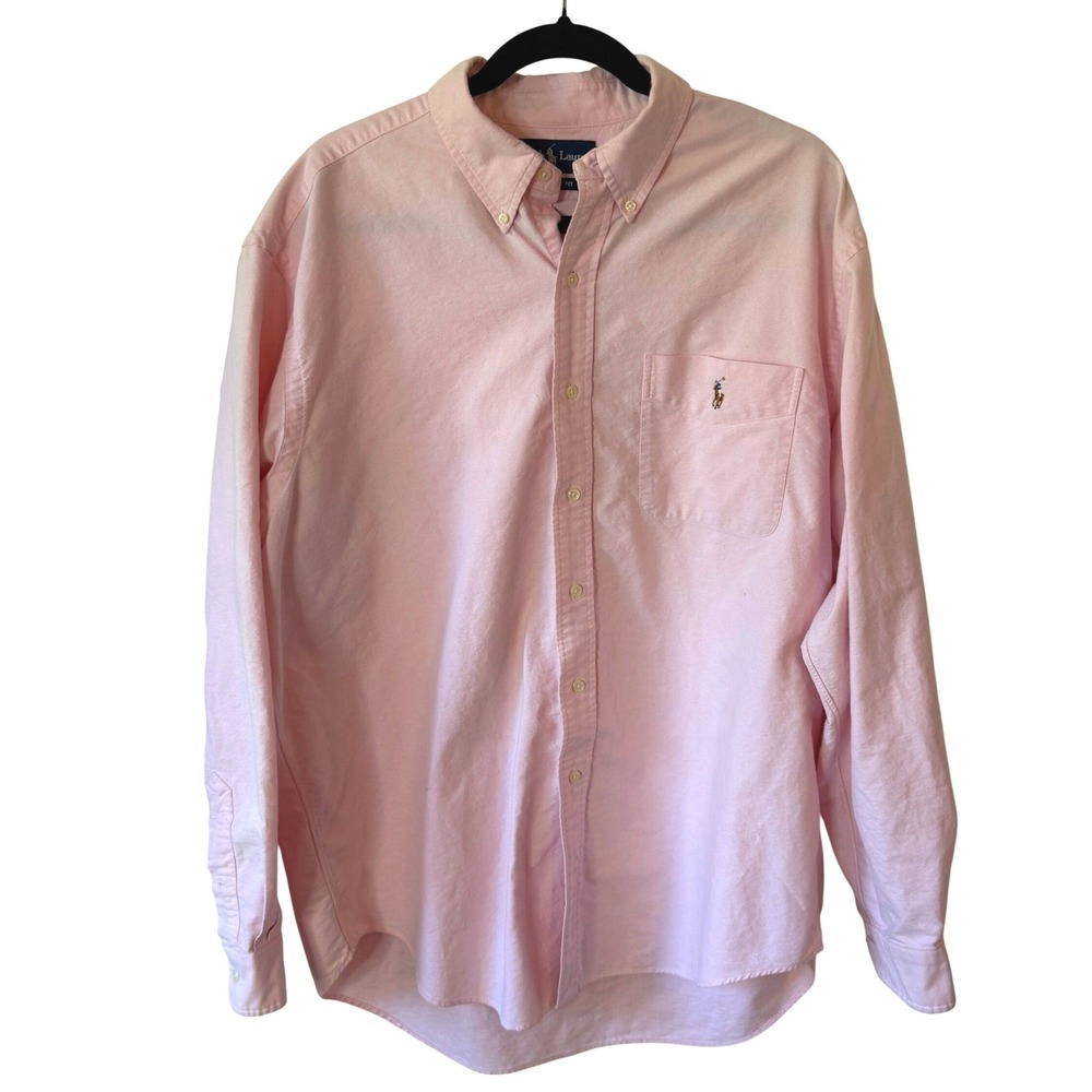 Ralph Lauren Mens XL Classic Fit Pink Cotton Oxford Button Down Shirt LS